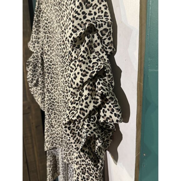 Patrizia Luca Leopard Print Ruffle Dress M high low - Picture 7 of 9